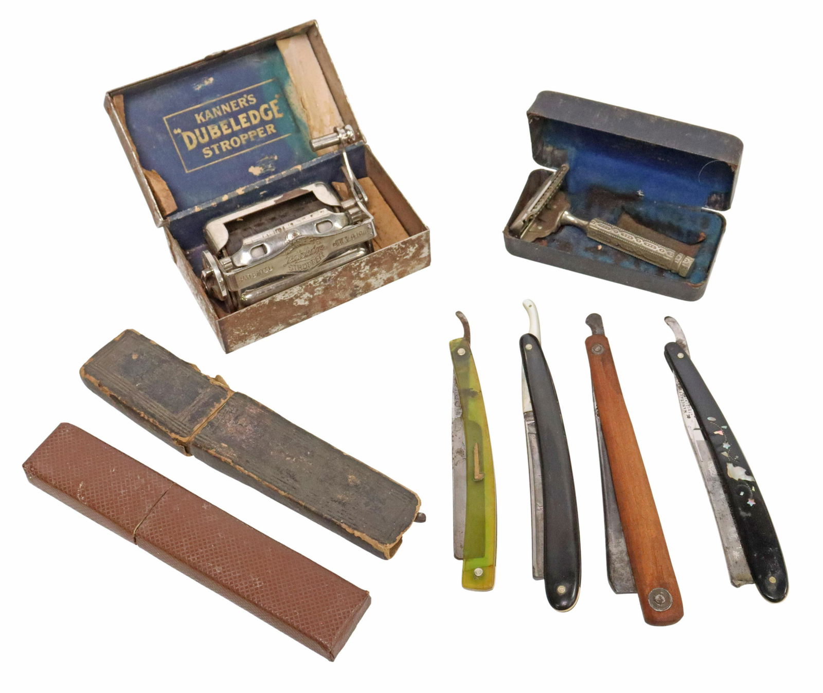 (8) VINTAGE STRAIGHT RAZORS & SHAVING STROP (1 of 8)