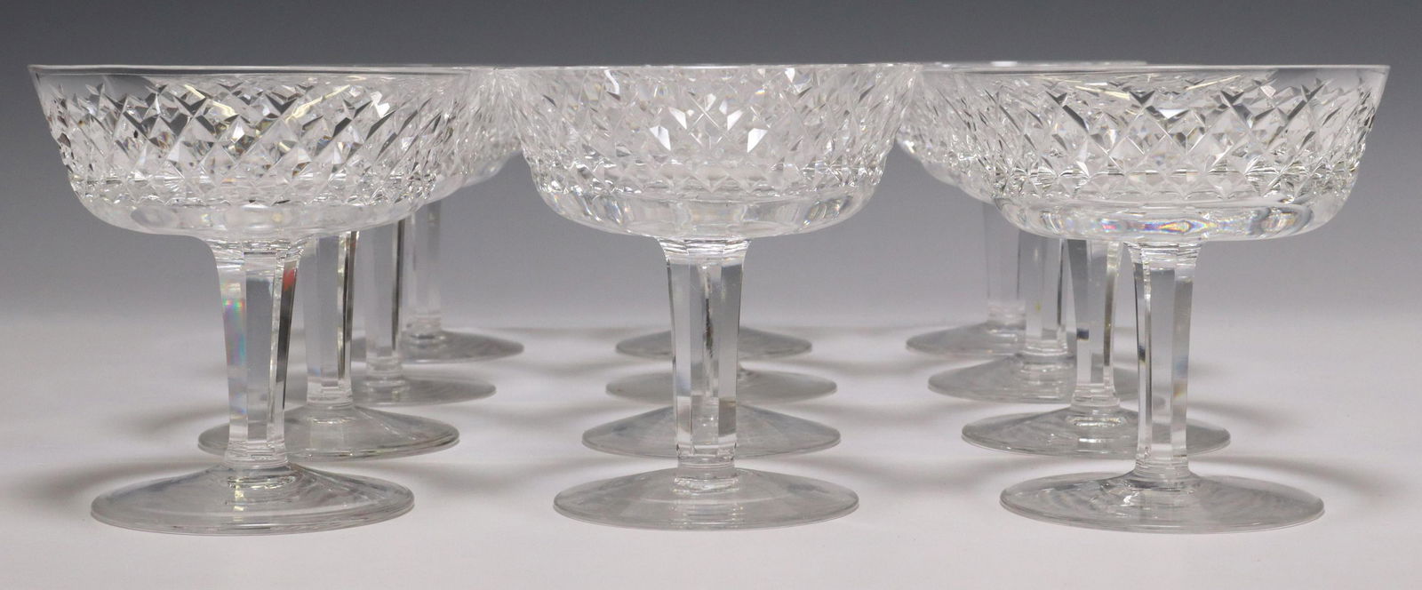 (12) WATERFORD 'ALANA' CUT CRYSTAL CHAMPAGNE STEMS (1 of 3)