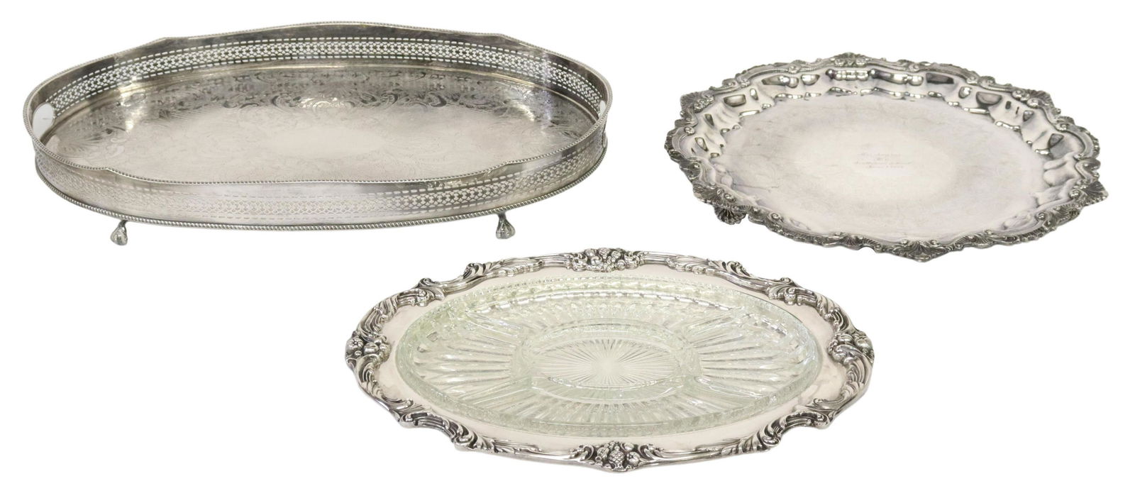 (3) SHEFFIELD & AMERICAN SILVERPLATE SERVICE TRAYS (1 of 7)