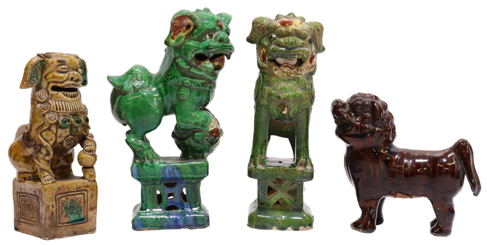 (4) CHINESE GLAZED CERAMIC FOO LION CENSERS (1 of 10)