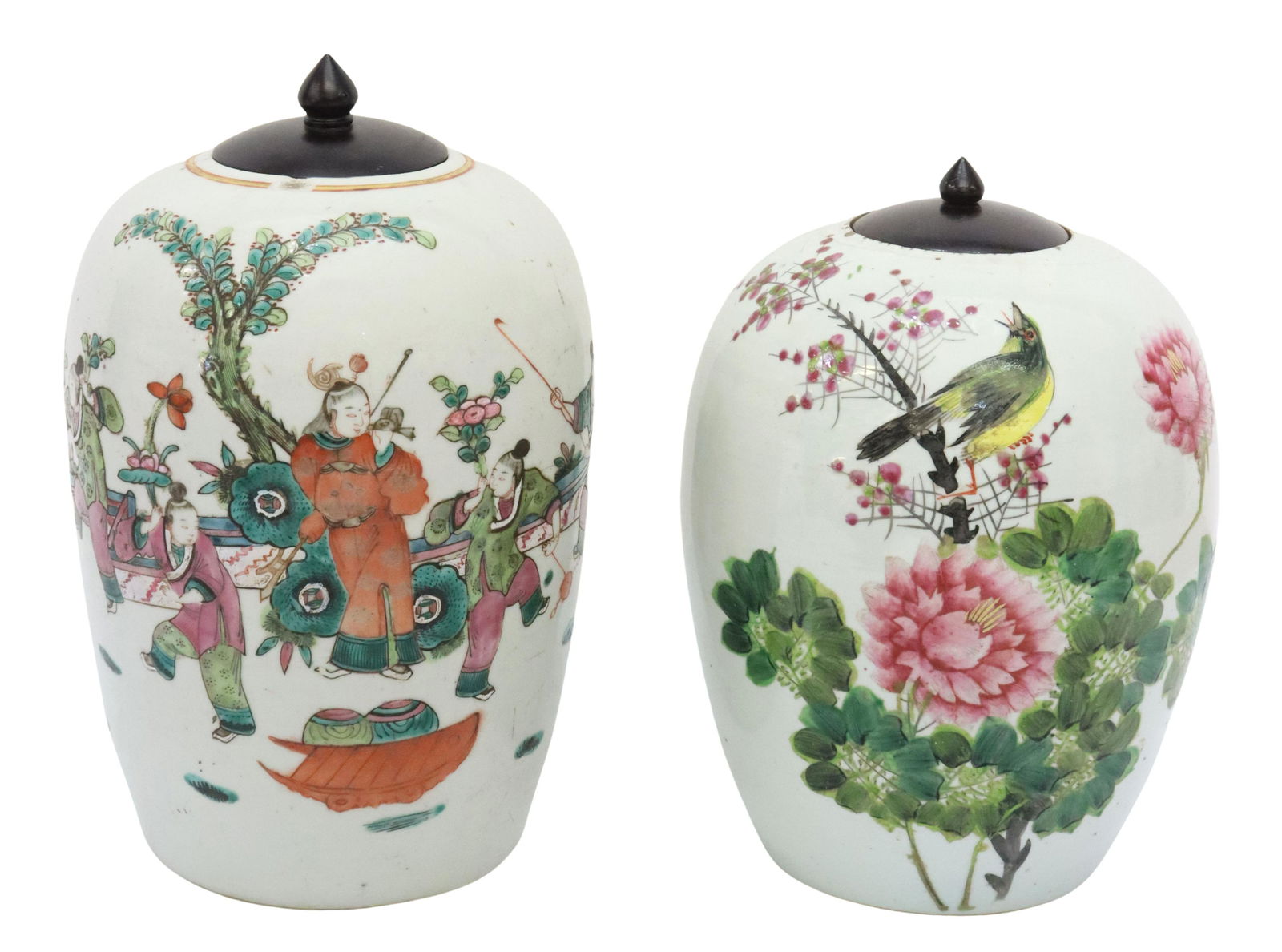 (2) CHINESE PORCELAIN LIDDED MELON JARS (1 of 5)
