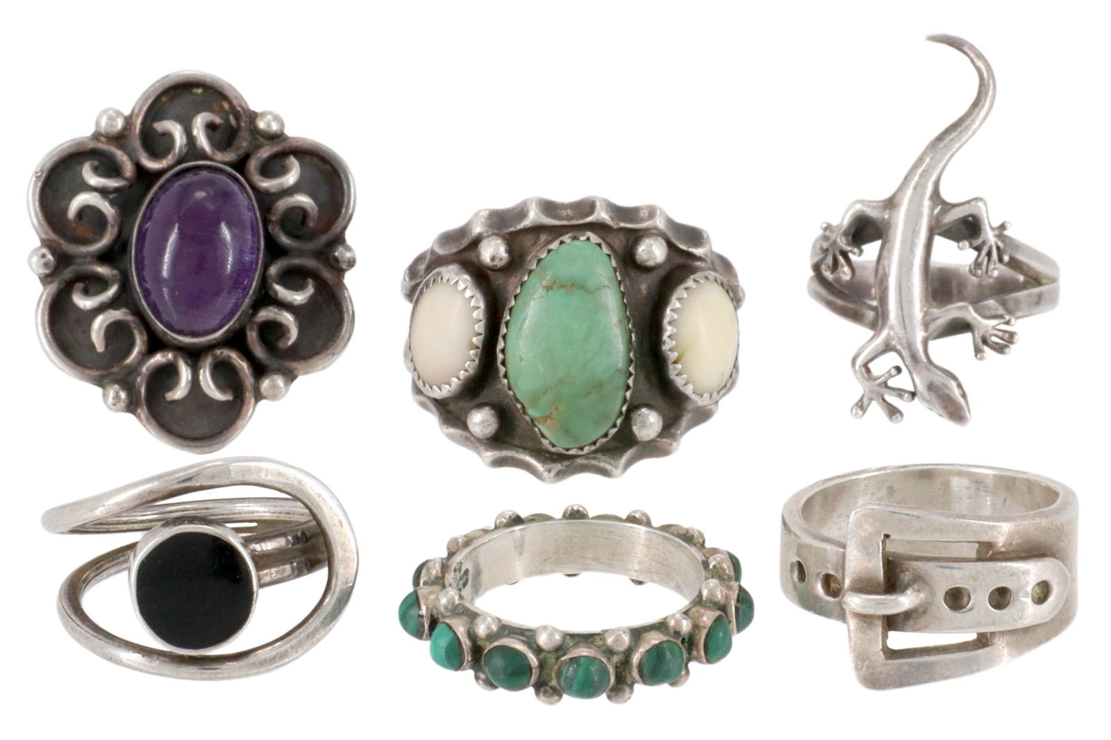 (6) STERLING SILVER RINGS, SOME MEXICO (1 of 8)