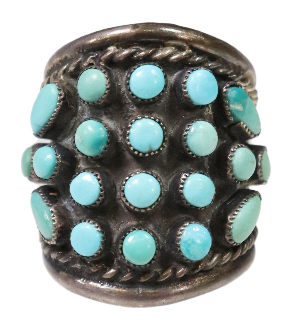 NATIVE AMERICAN SILVER & TURQUOISE RING (1 of 4)