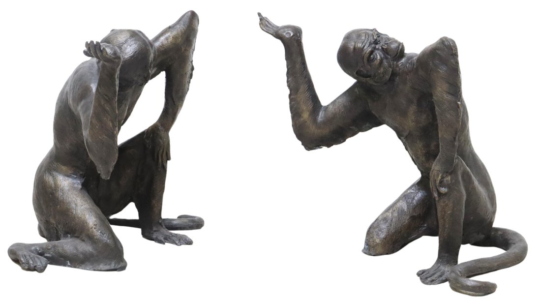 MAITLAND SMITH (ATTR.) BRONZE MONKEY TABLE BASES (1 of 4)
