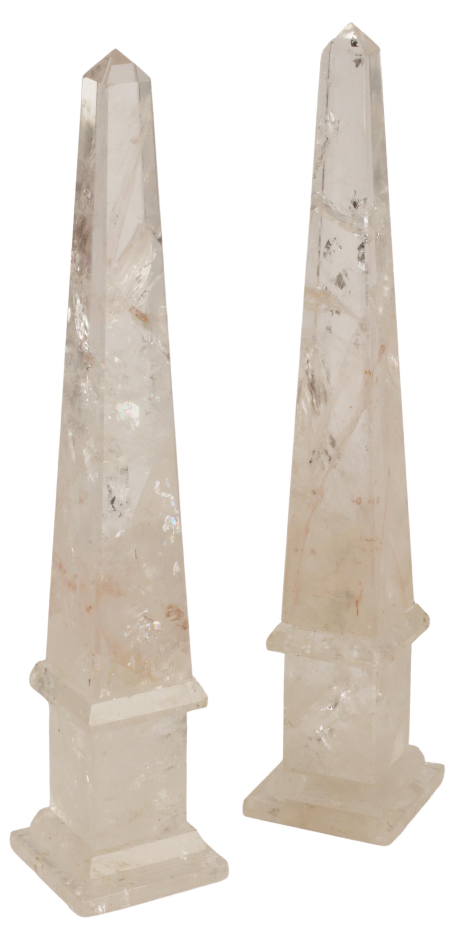 (2) ROCK CRYSTAL OBELISKS, 16"H (1 of 3)