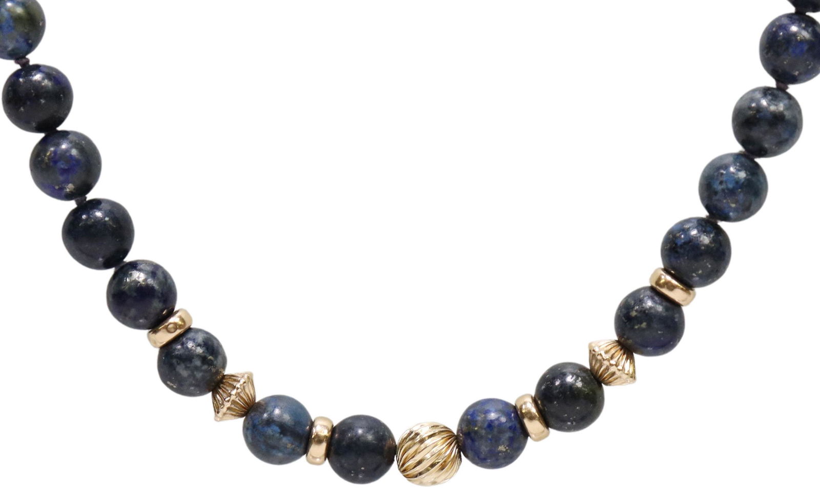 ESTATE 14KT YELLOW GOLD & LAPIS BEADED NECKLACE (1 of 3)