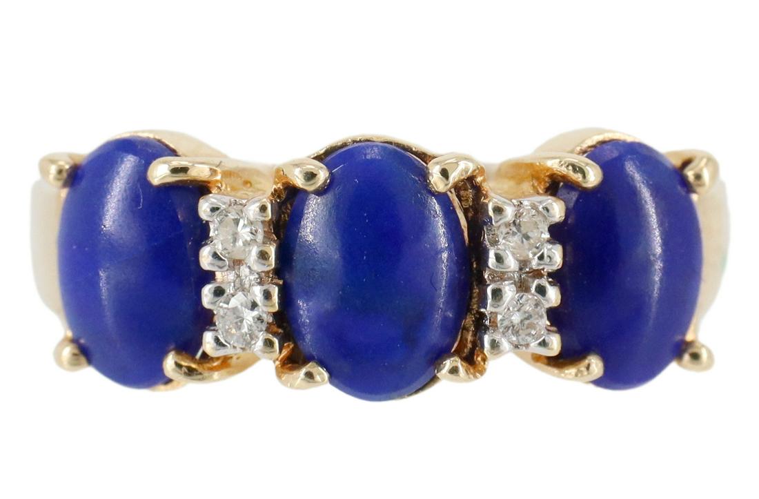 ESTATE 14KT YELLOW GOLD LAPIS & DIAMOND RING (1 of 6)