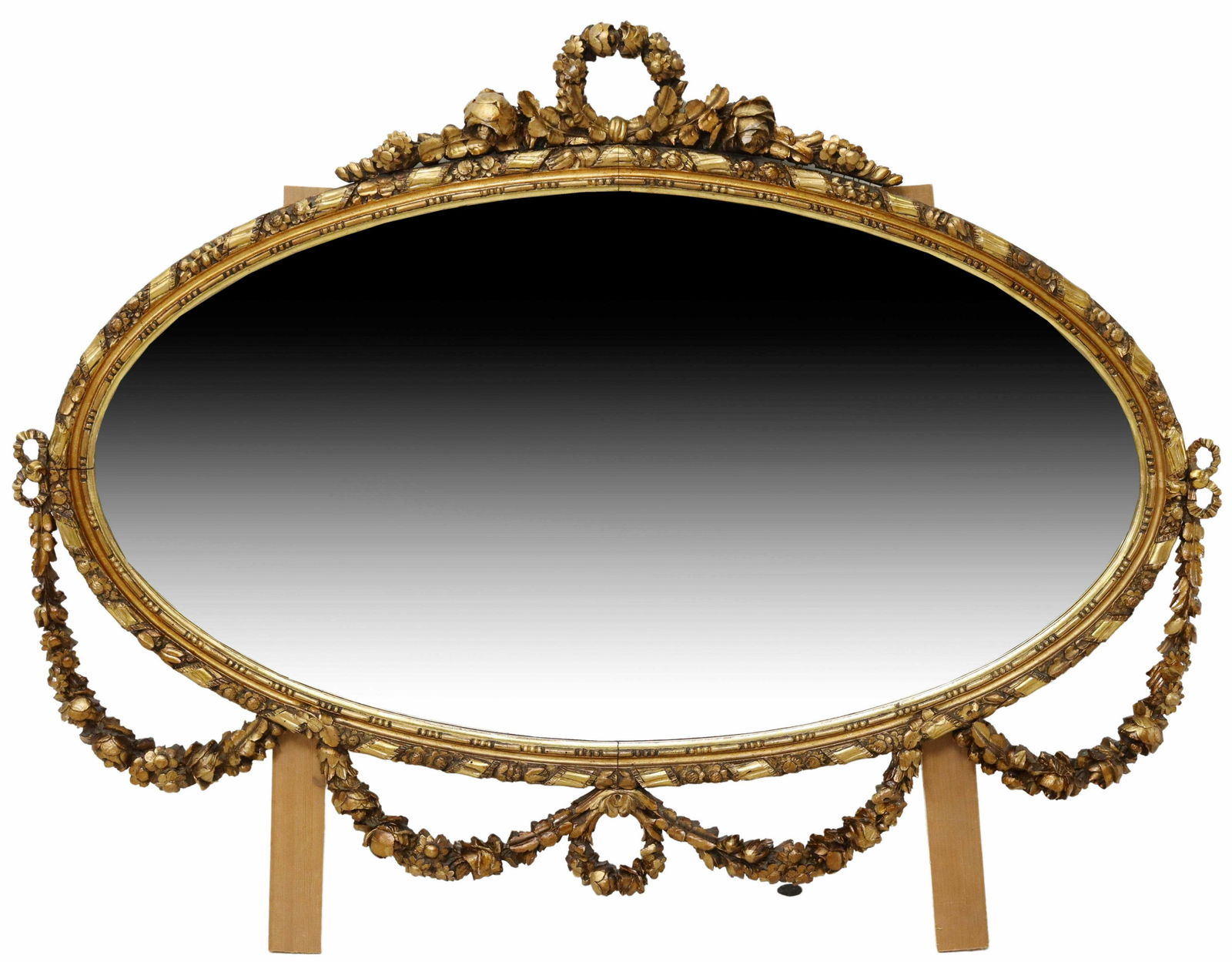 LOUIS XVI STYLE GILT PAINTED OVAL BEVELED MIRROR (1 of 3)
