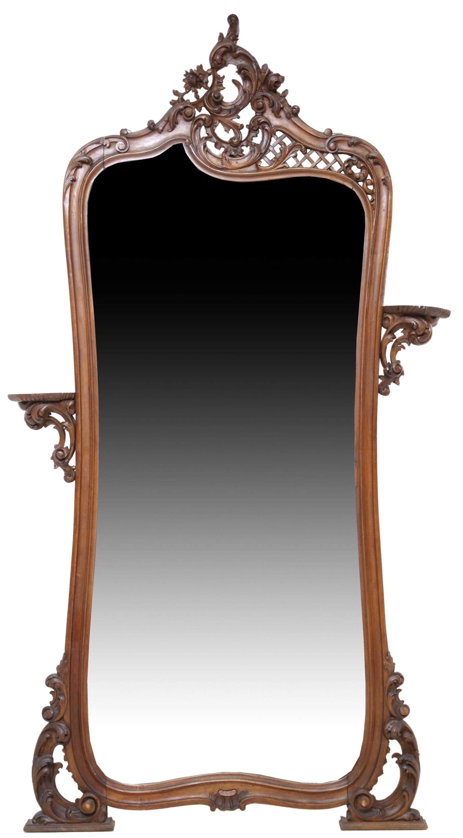 ITALIAN LOUIS XV STYLE CARVED WALNUT MIRROR (1 of 3)