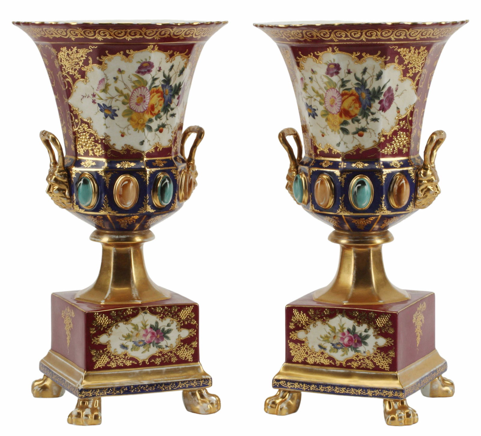 (2) SEVRES STYLE PARCEL GILT PORCELAIN URNS (1 of 5)