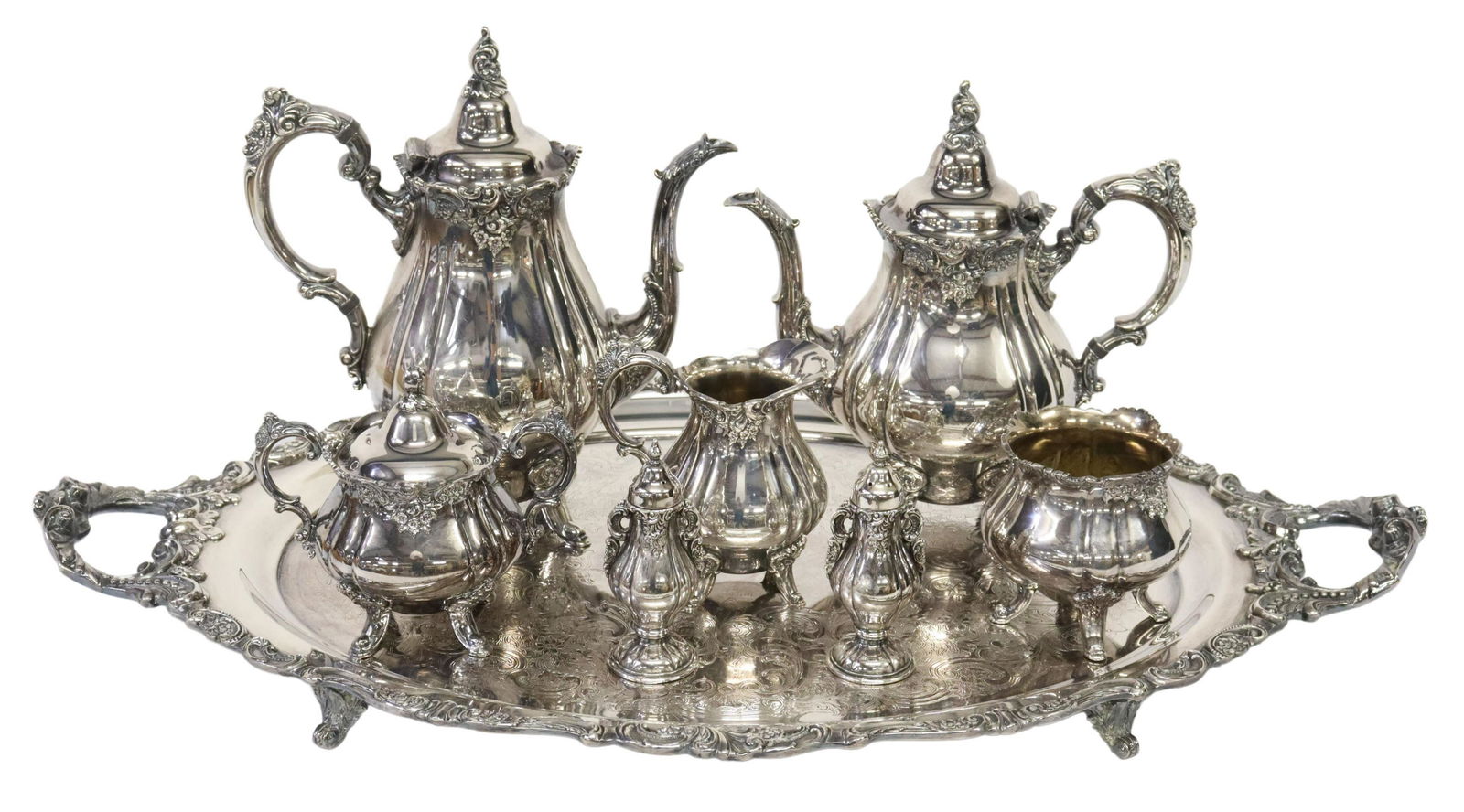 (8) WALLACE 'BAROQUE' SILVERPLATE TEA SERVICE (1 of 9)