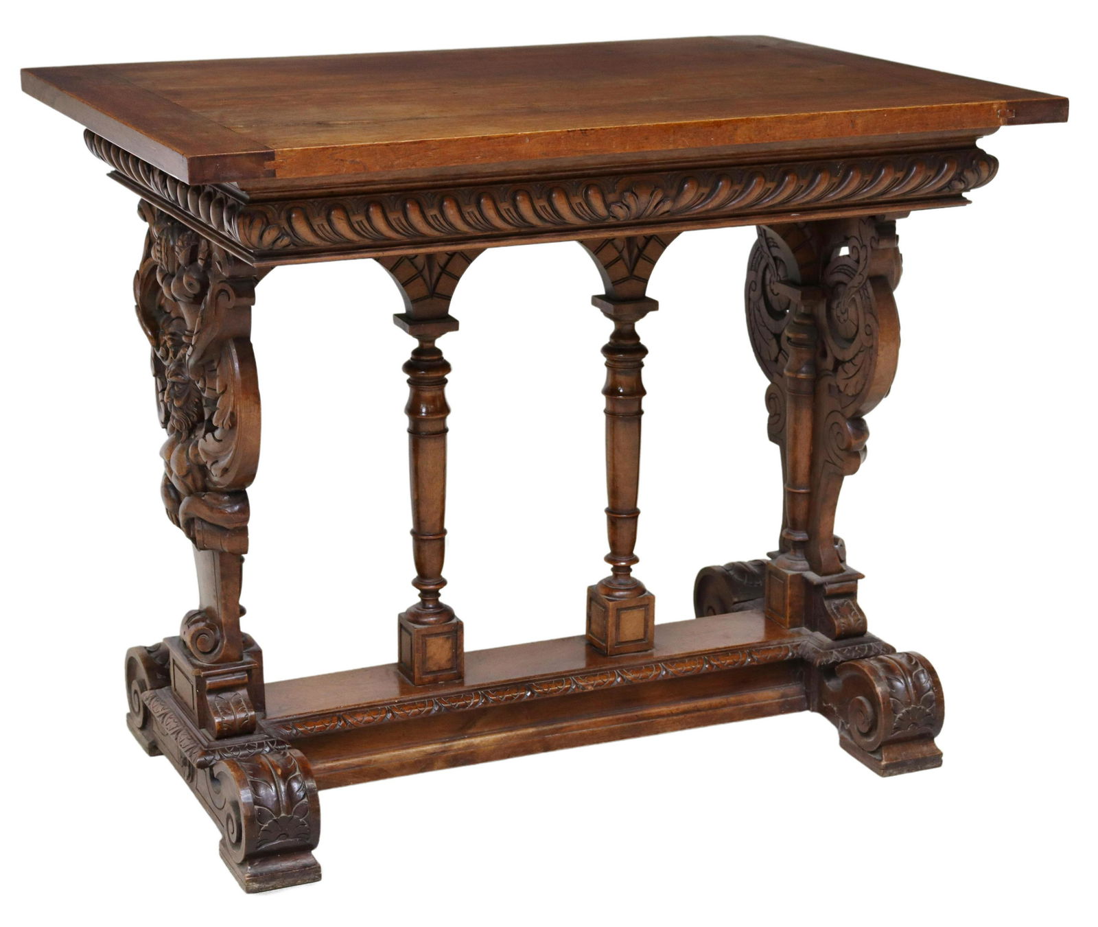 RENAISSANCE REVIVAL FIGURAL CARVED WALNUT TABLE (1 of 5)
