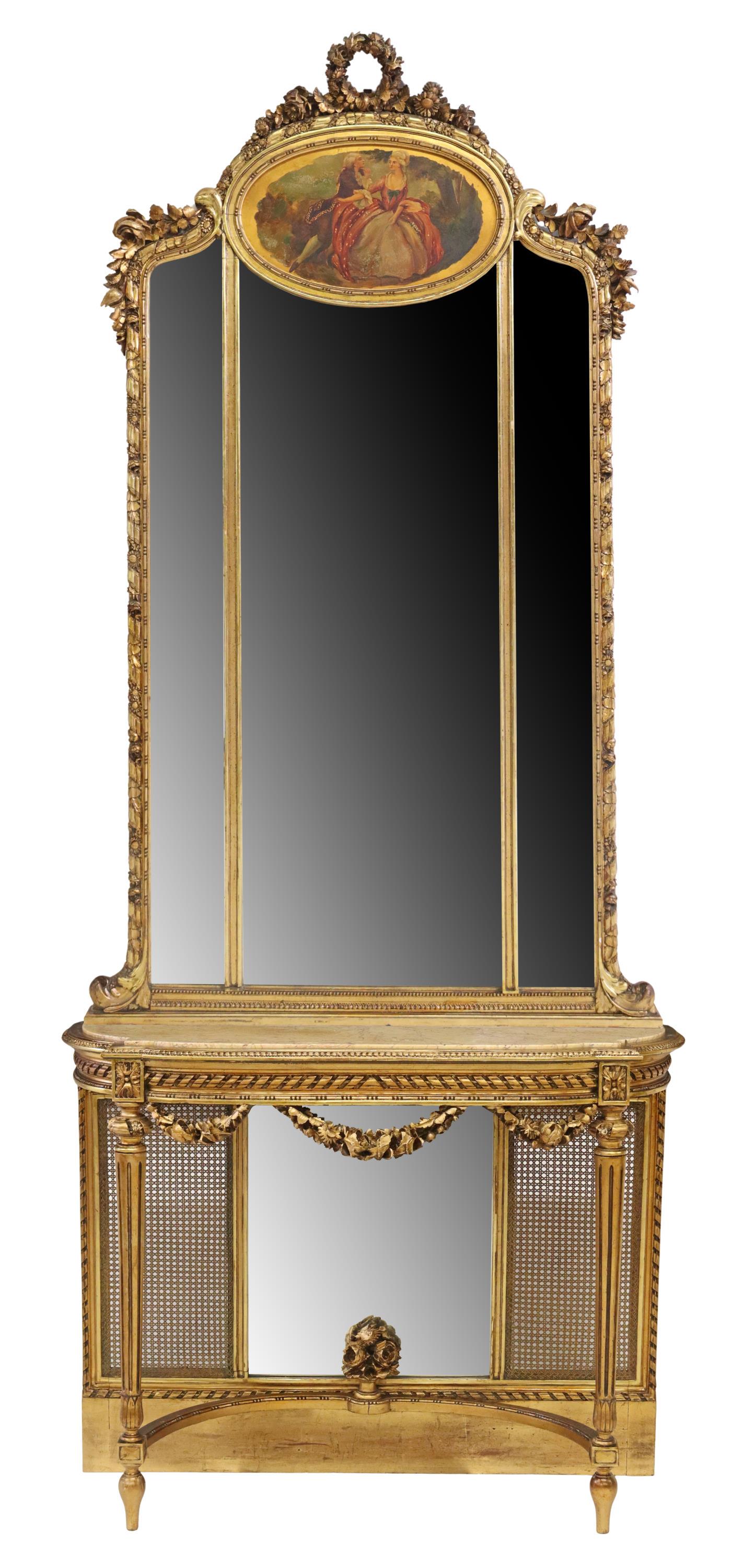 LOUIS XVI STYLE GILTWOOD MIRRORED PIER TABLE (1 of 6)