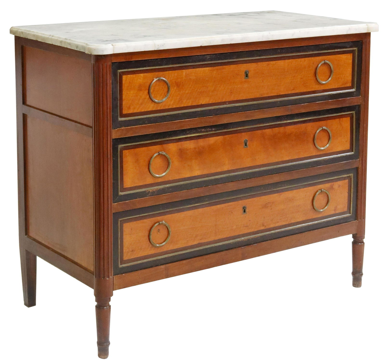 ITALIAN MARBLE-TOP PARCEL EBONIZED COMMODE (1 of 5)