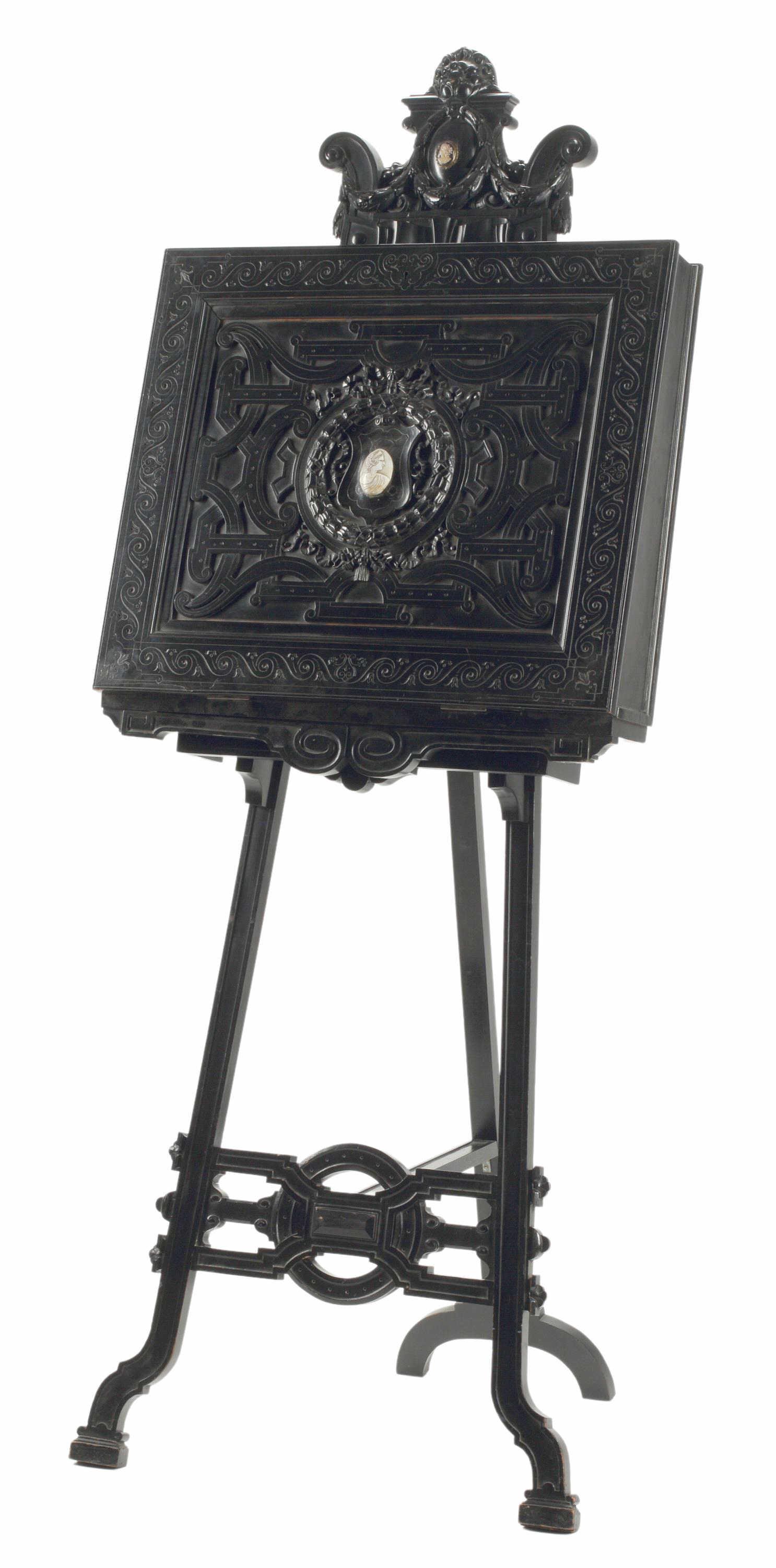 NAPOLEON III EBONIZED PORTFOLIO BOX ON EASEL (1 of 5)