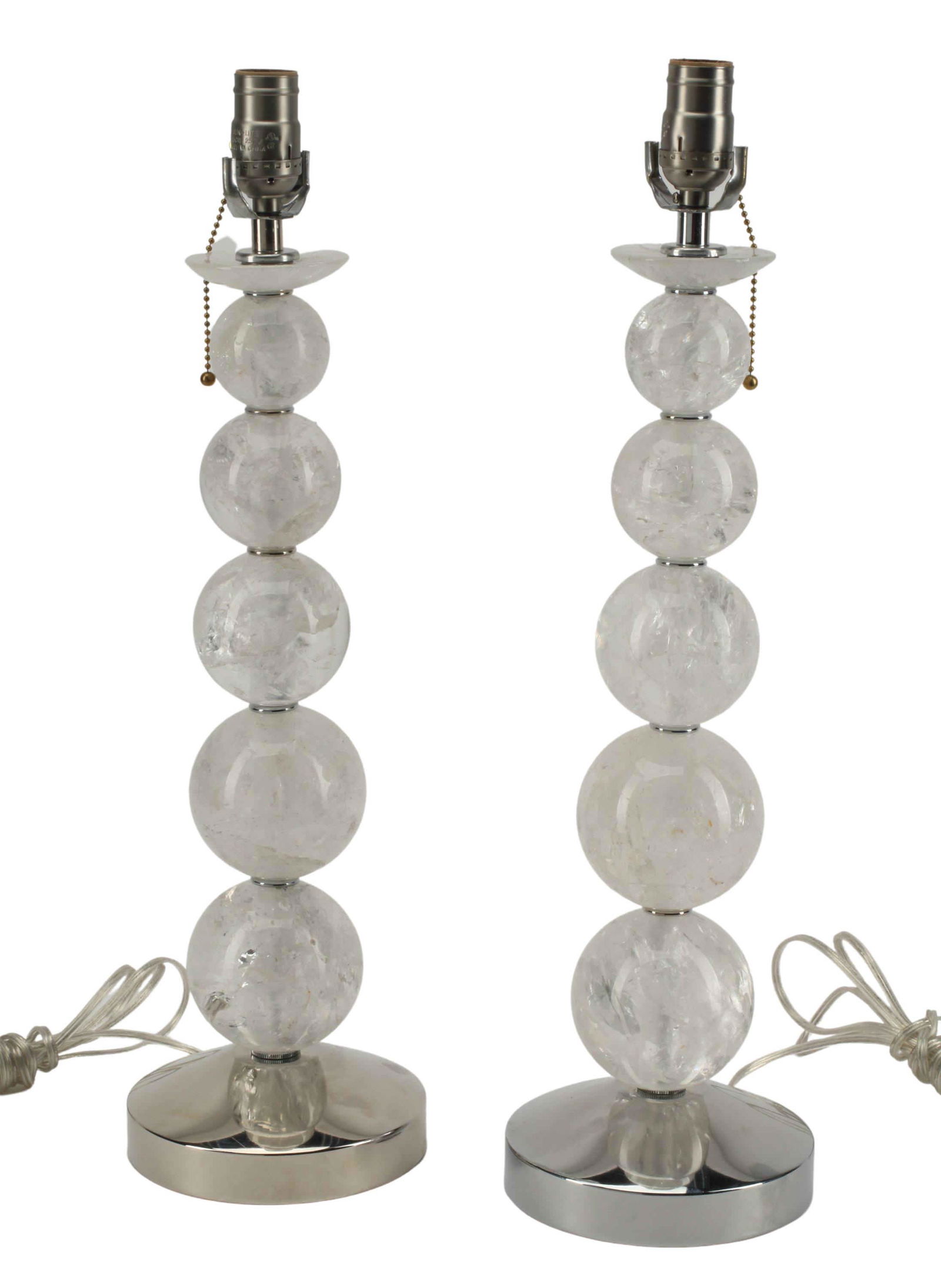 (2) ARTE MODERNE STYLE ROCK CRYSTAL TABLE LAMPS (1 of 3)
