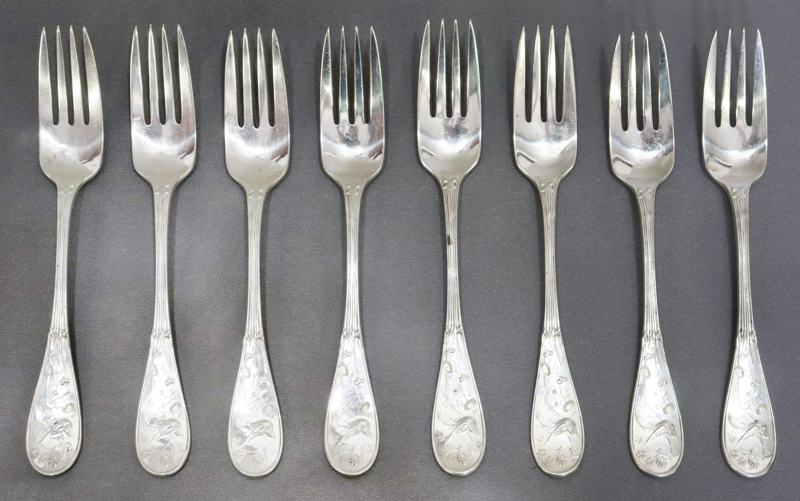 (8) TIFFANY & CO. AUDUBON STERLING DESSERT FORKS (1 of 5)