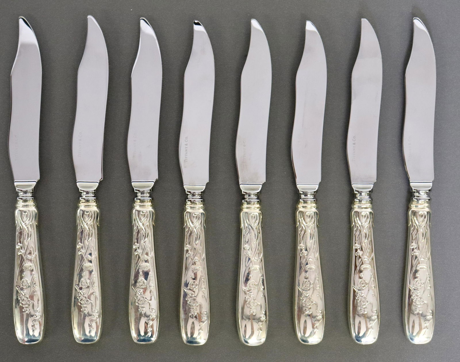 (8) TIFFANY AUDUBON STERLING HOLLOW FISH KNIVES (1 of 5)