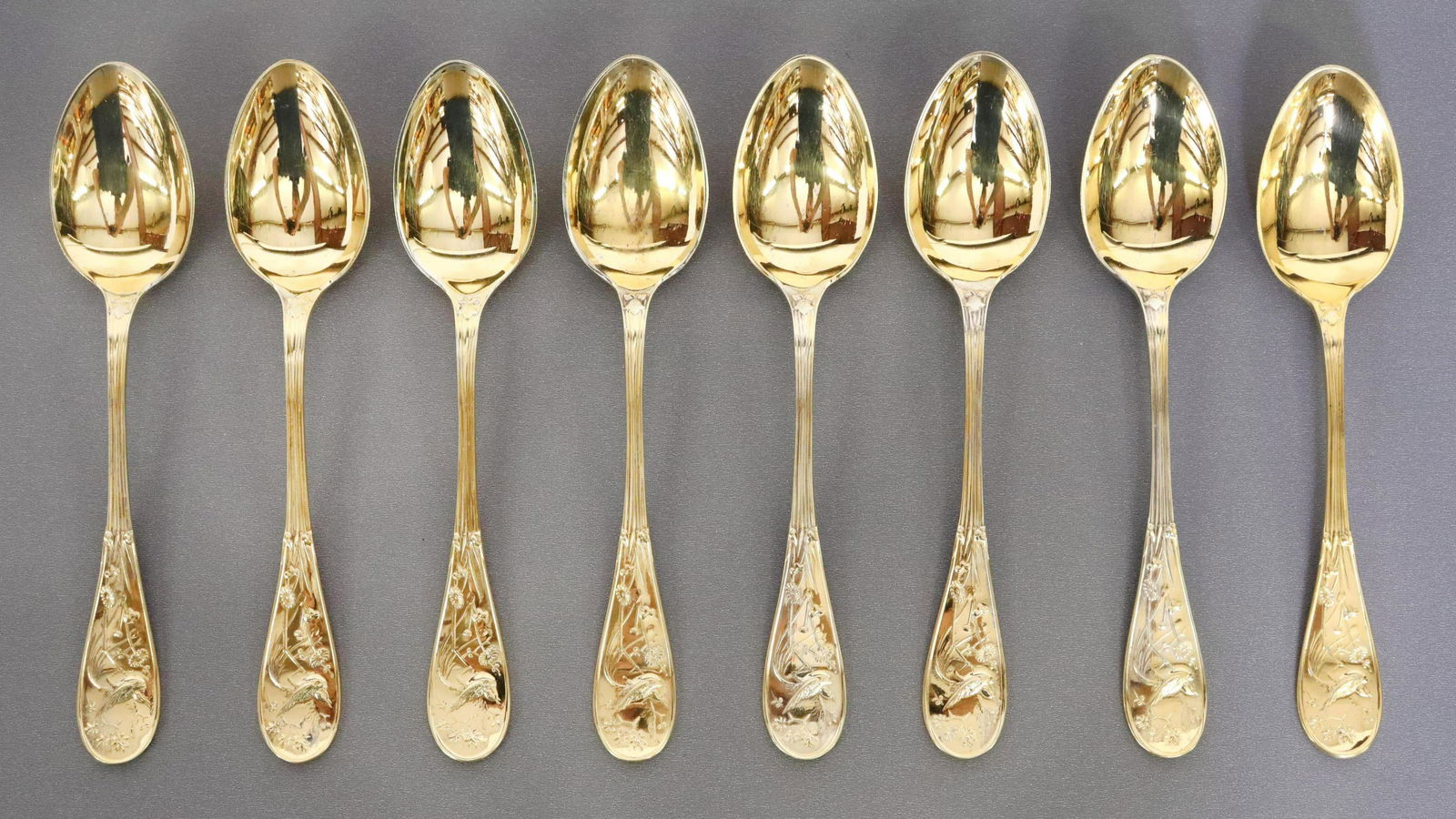 (8) TIFFANY & CO. AUDUBON SILVER GILT TEASPOONS (1 of 5)