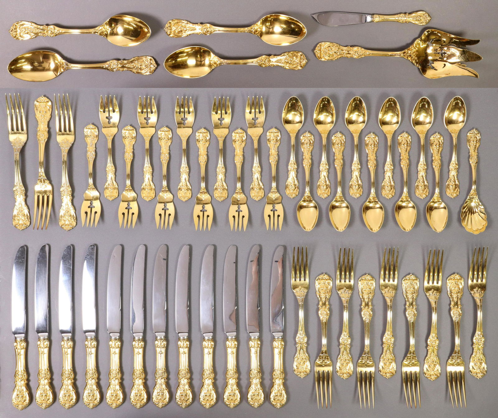 (53) REED & BARTON FRANCIS I VERMEIL FLATWARE SET (1 of 3)