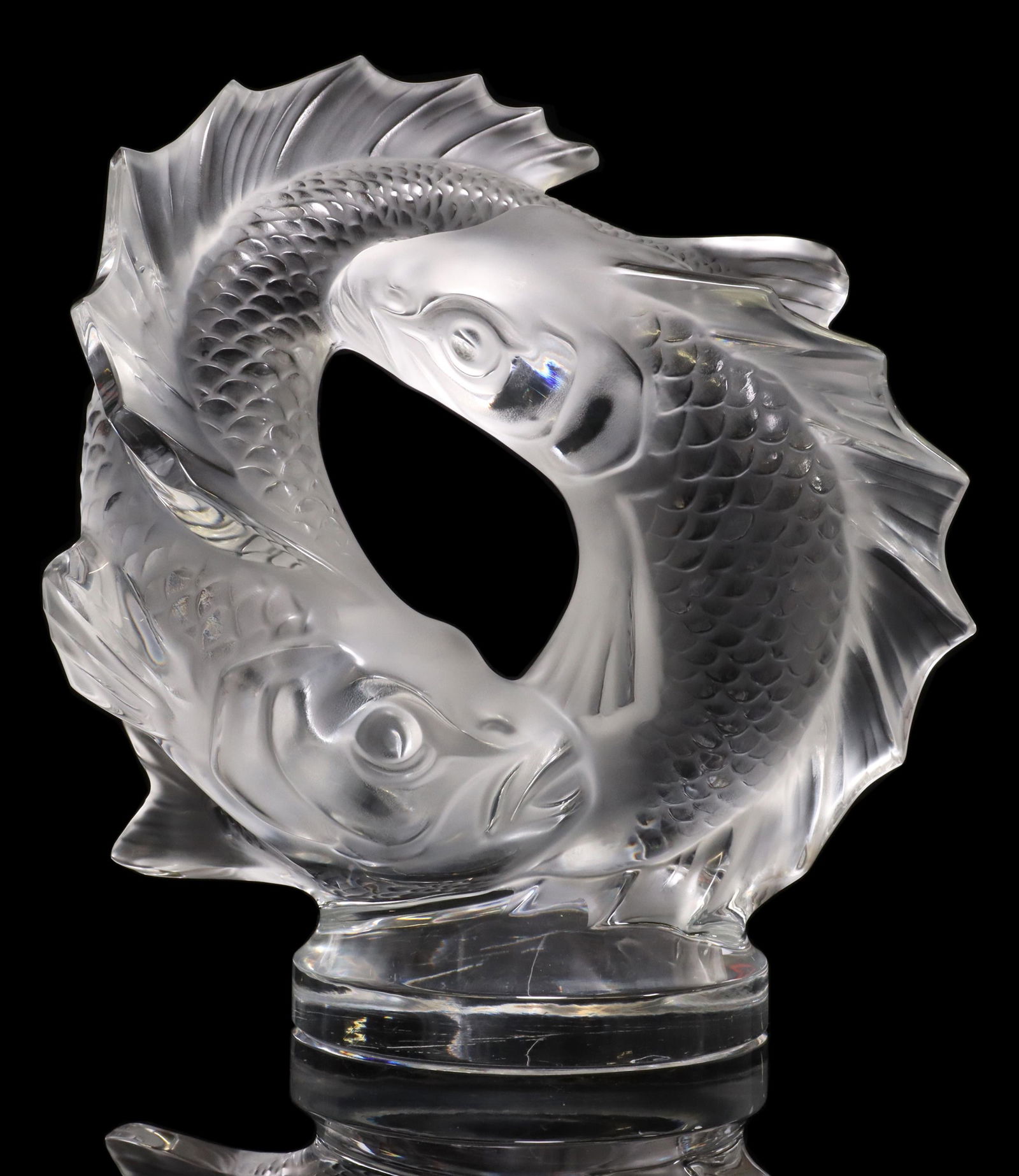 FRENCH LALIQUE 'DEUX POISSONS' CRYSTAL SCULPTURE (1 of 5)
