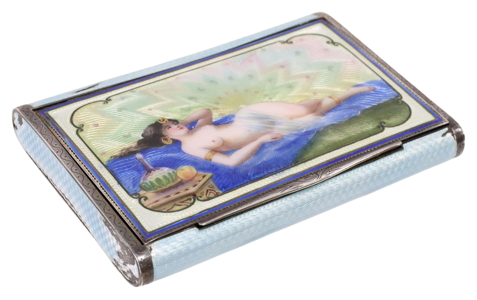AUSTRIAN SILVER & GUILLOCHE ENAMEL CIGARETTE CASE (1 of 7)
