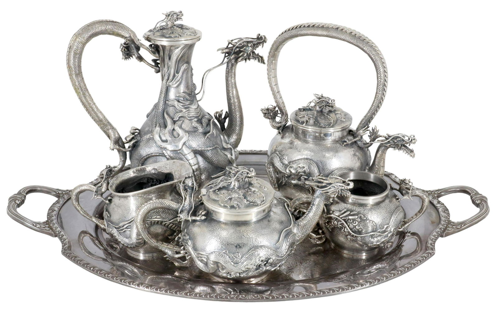 (6) SAMURAI SHOKAI STERLING DRAGON TEA SERVICE (1 of 12)