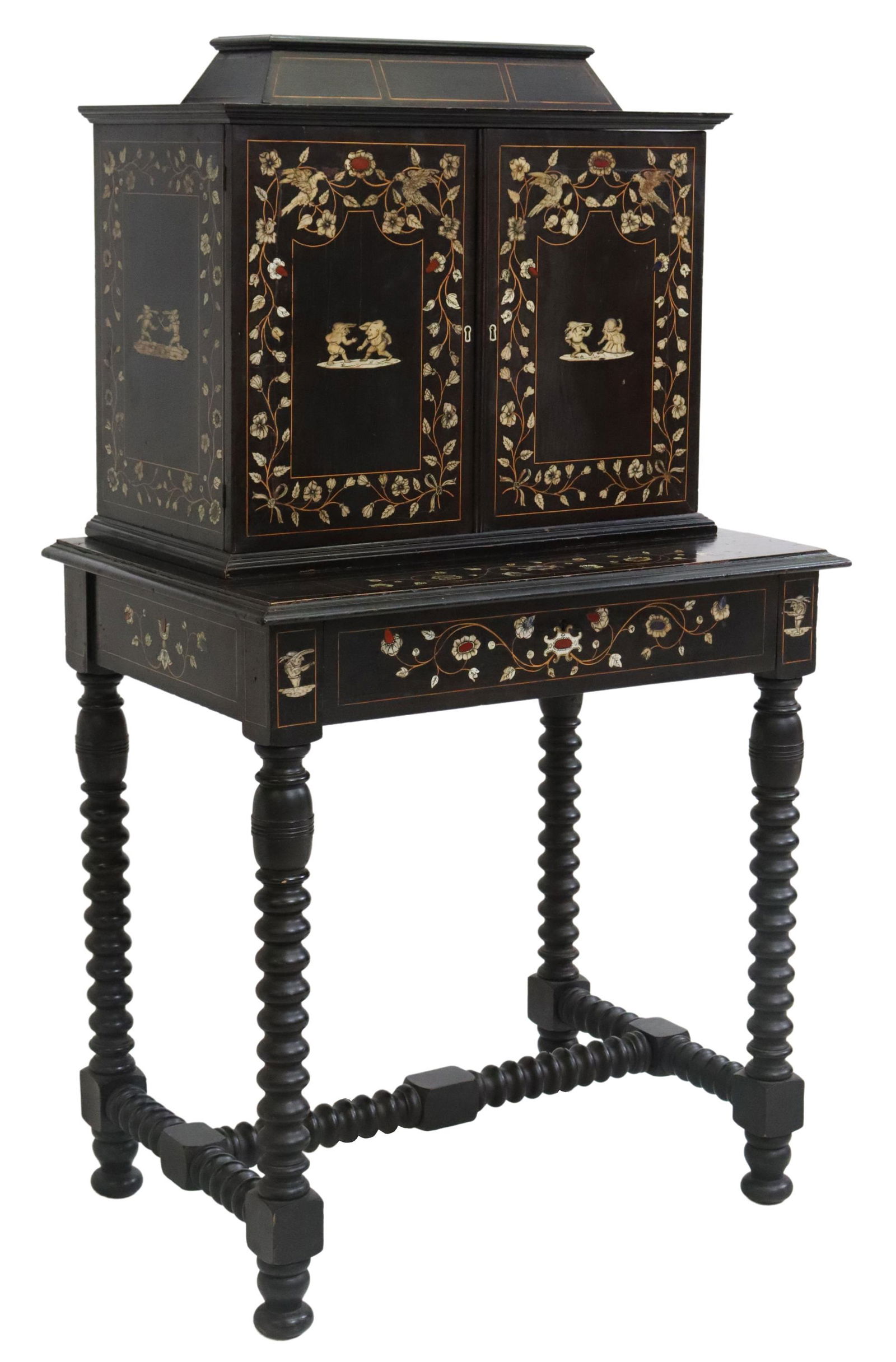 CONTINENTAL EBONIZED & INALID WRITING CABINET (1 of 13)