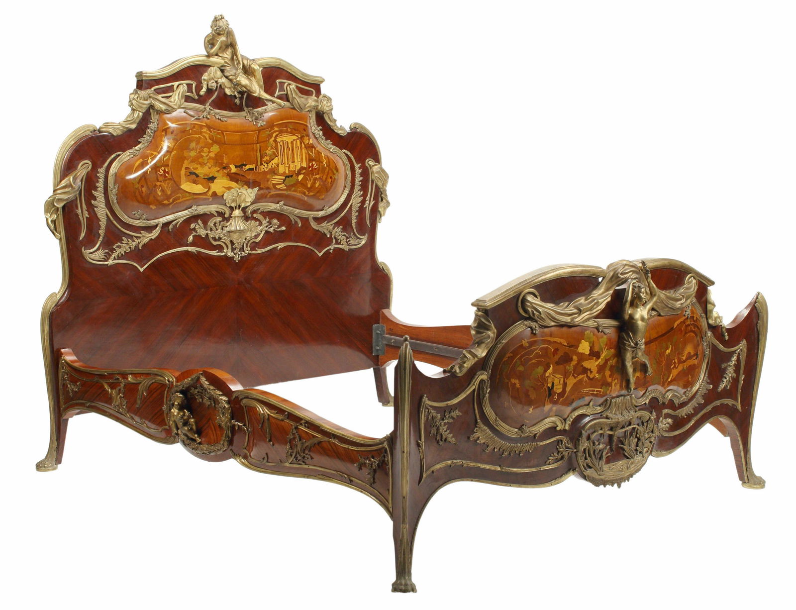 FINE LOUIS XV STYLE ORMOLU-MOUNTED BED (1 of 4)