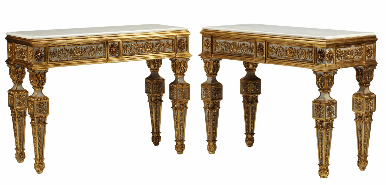(2) NEOCLASSICAL STYLE PARCEL GILT CONSOLE TABLES (1 of 4)