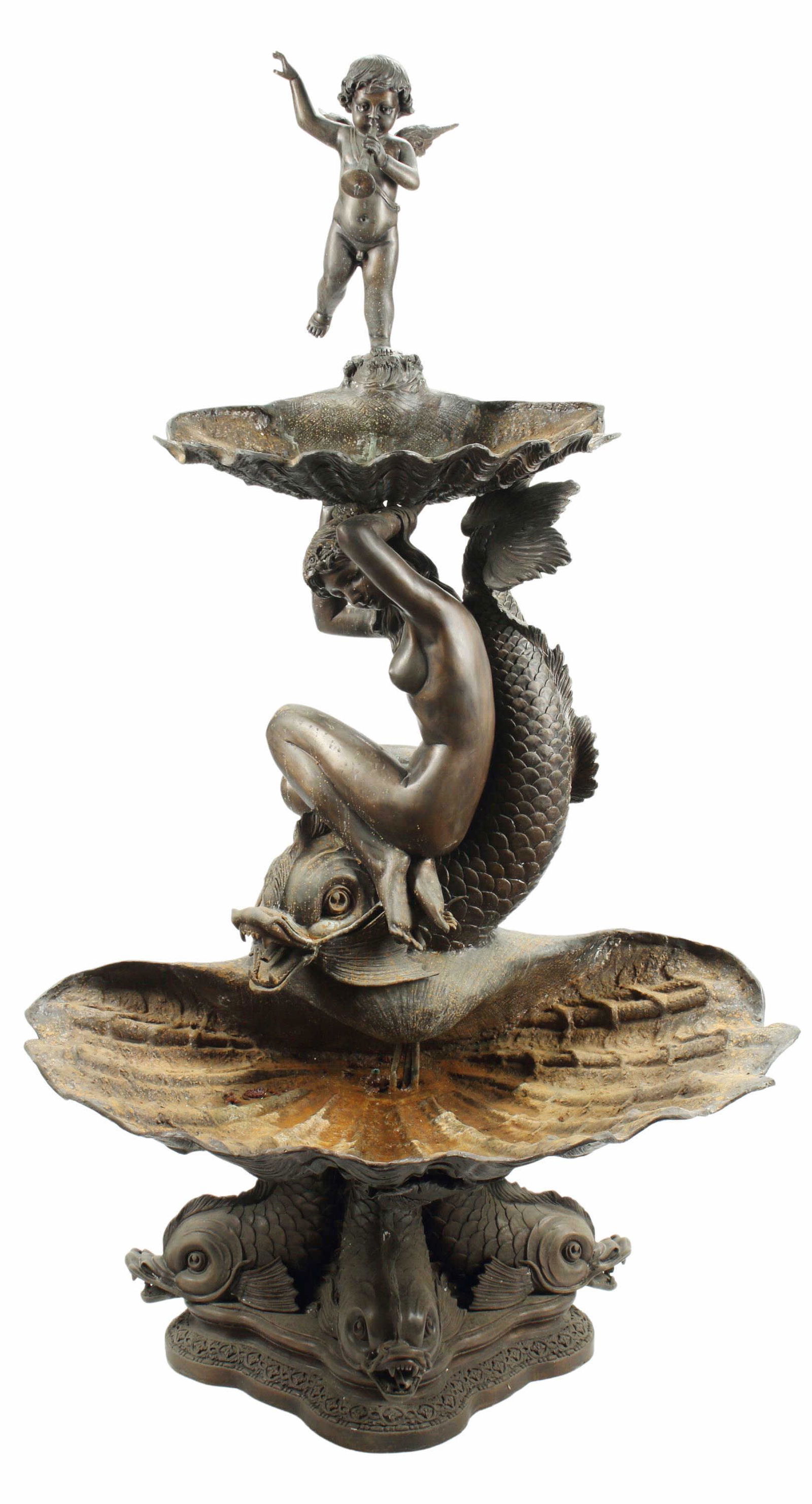 MONUMENTAL BRONZE DOLPHIN & SHELL FOUNTAIN (1 of 4)