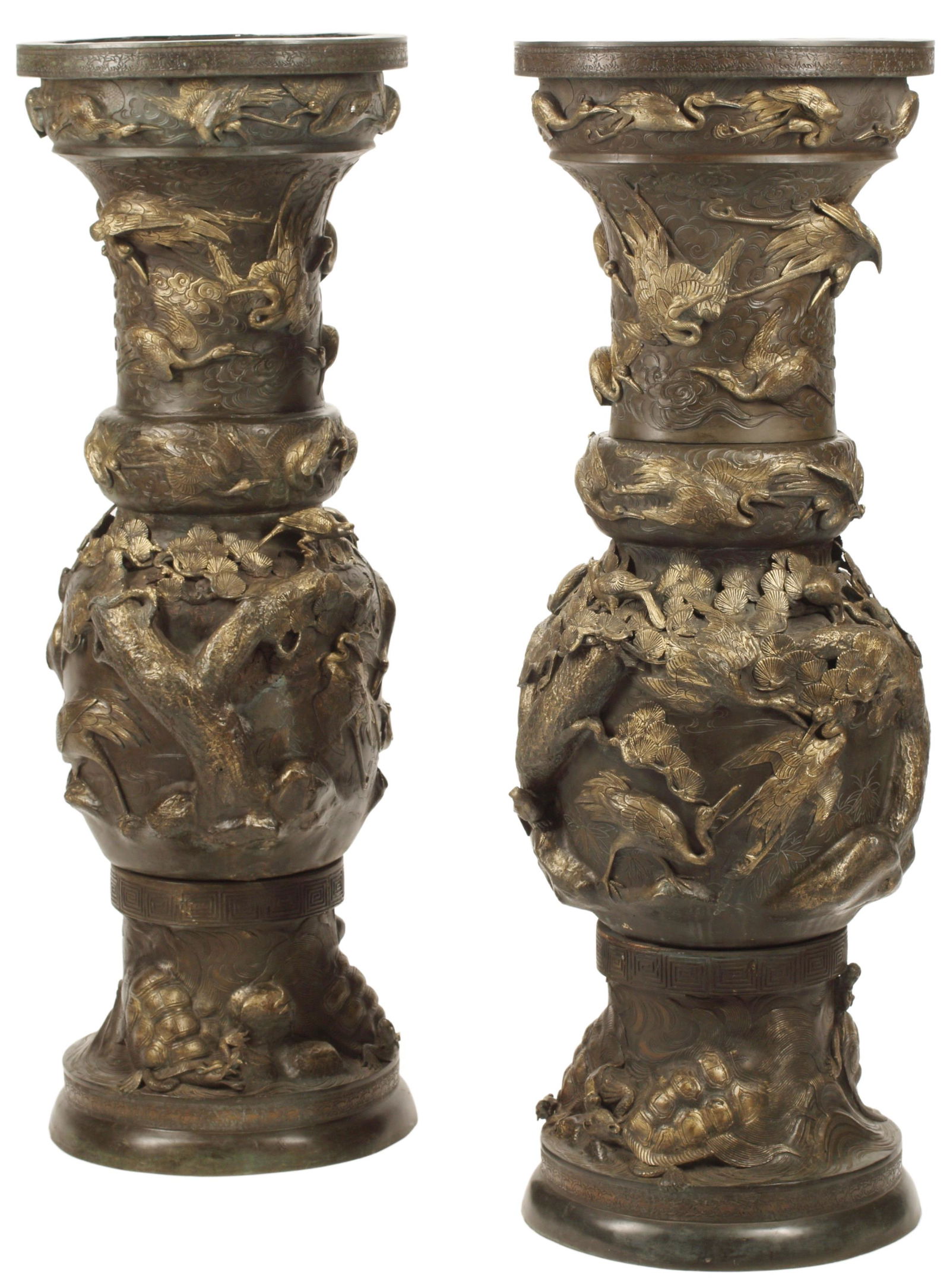 (2) MONUMENTAL JAPANESE BRONZE VASES (1 of 7)