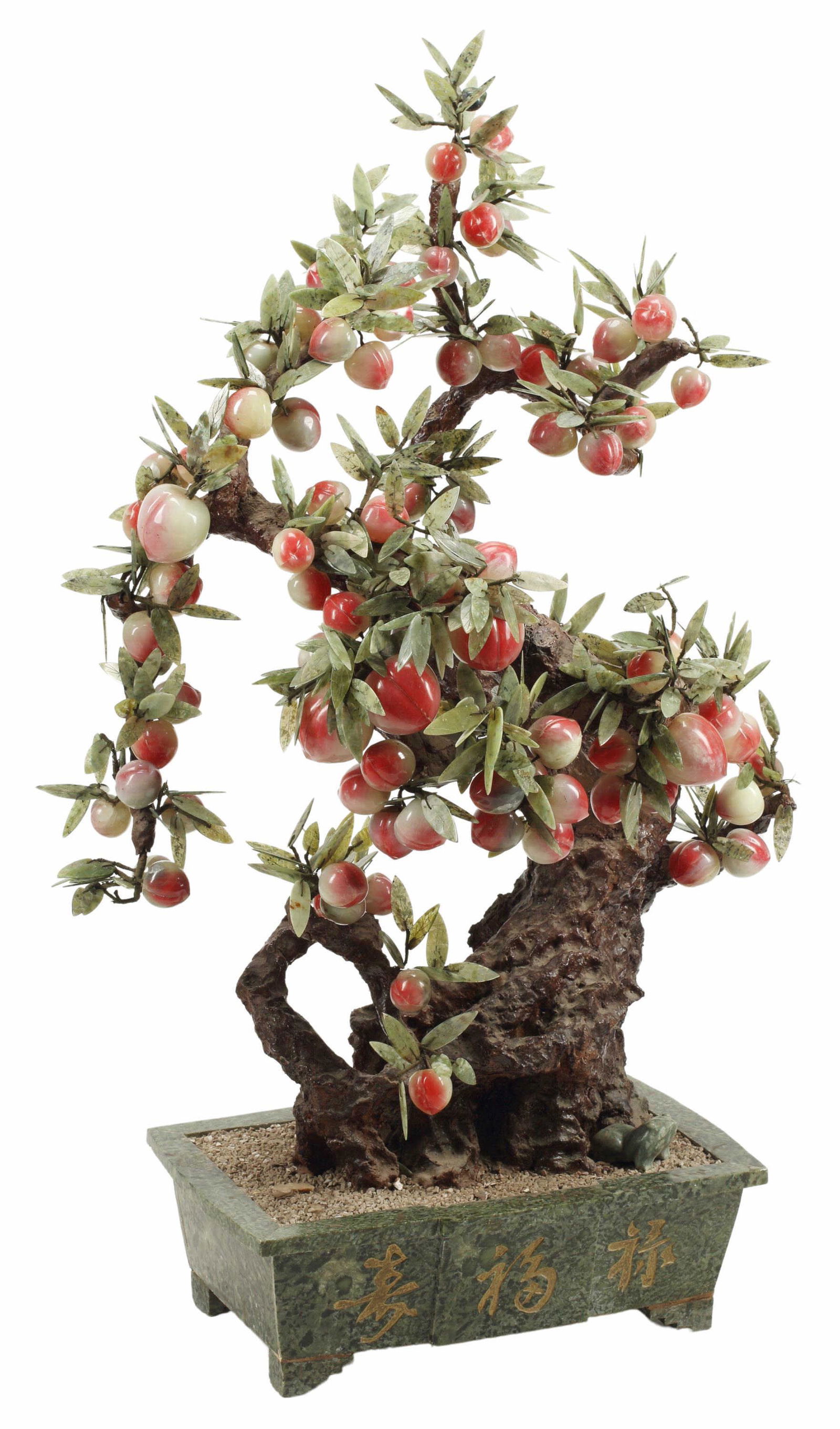 CHINESE PEACH TREE IN HARDSTONE PLANTER, 53"H (1 of 4)