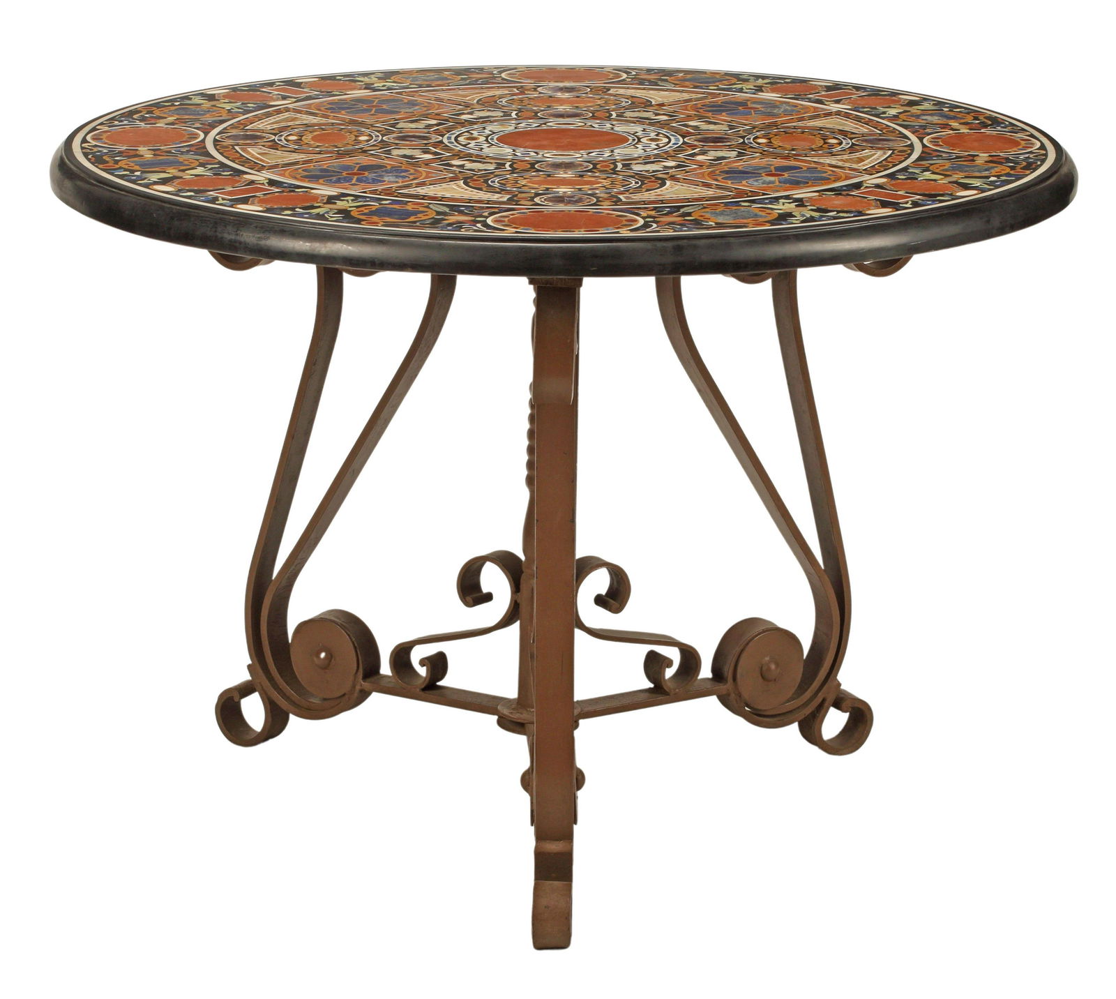 ITALIANATE SPECIMEN MARBLE & WROUGHT IRON TABLE (1 of 4)