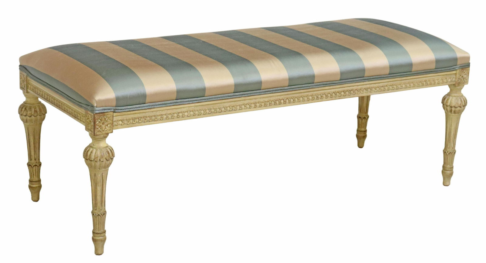 LOUIS XVI STYLE PAINTED & UPHOLSTERED BENCH (1 of 4)
