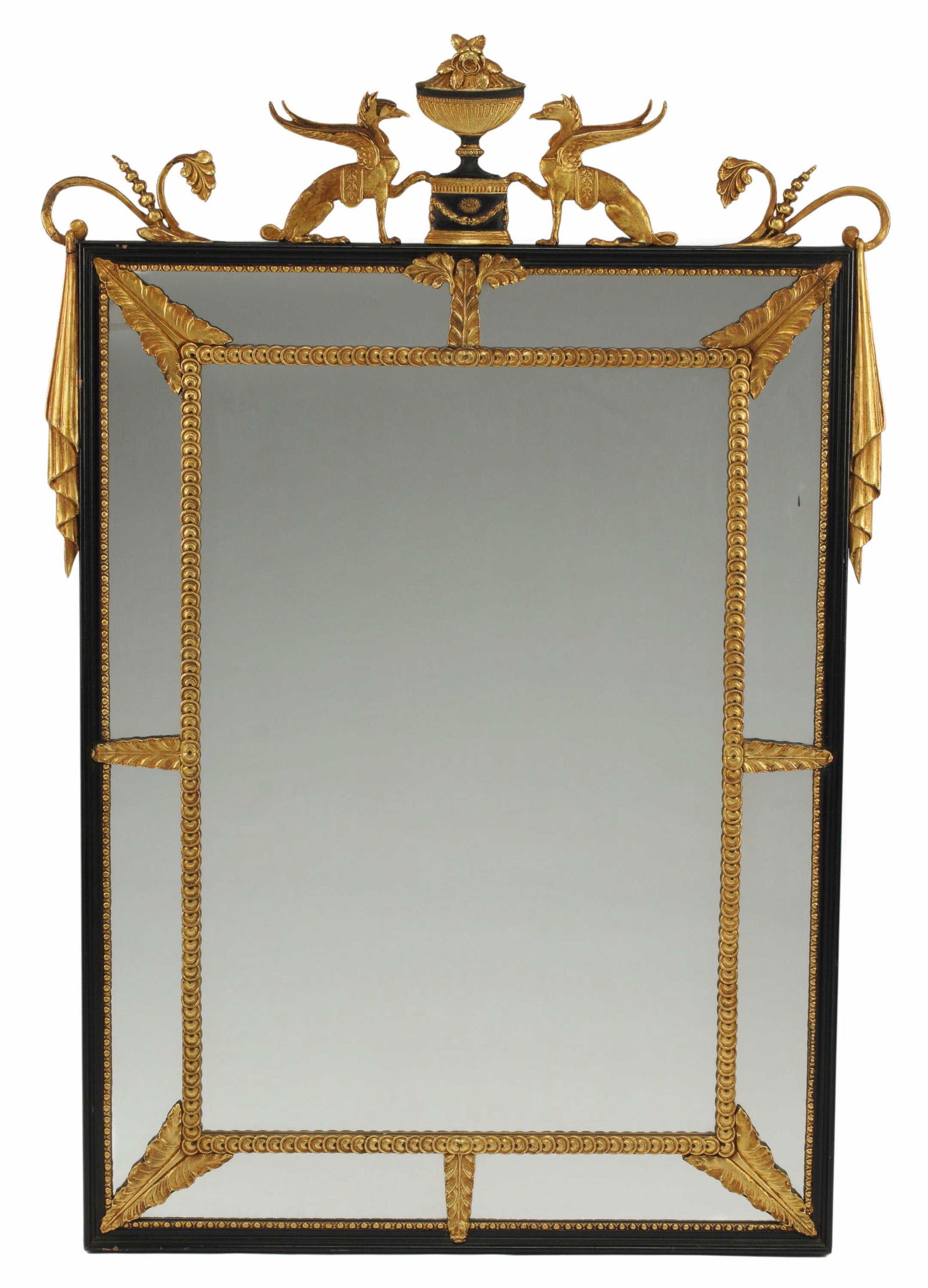 NEOCLASSICAL STYLE PARCEL GILT & EBONIZED MIRROR (1 of 4)