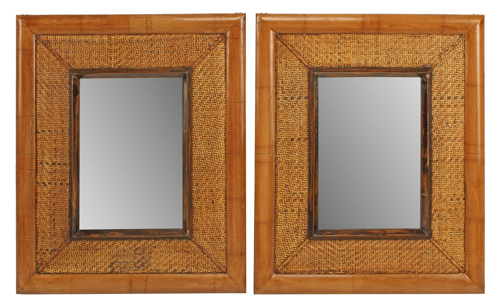 (2) BAMBOO & RATTAN MIRRORS (1 of 4)