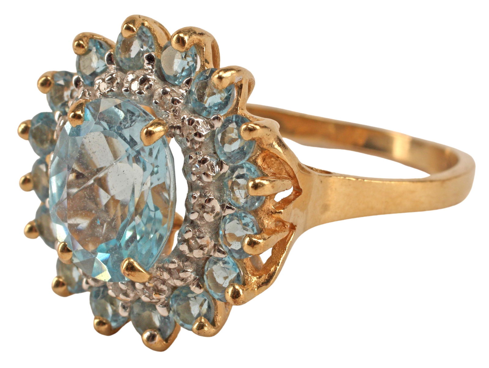 ESTATE SAMUEL AARON 14KT YG & AQUAMARINE RING (1 of 5)