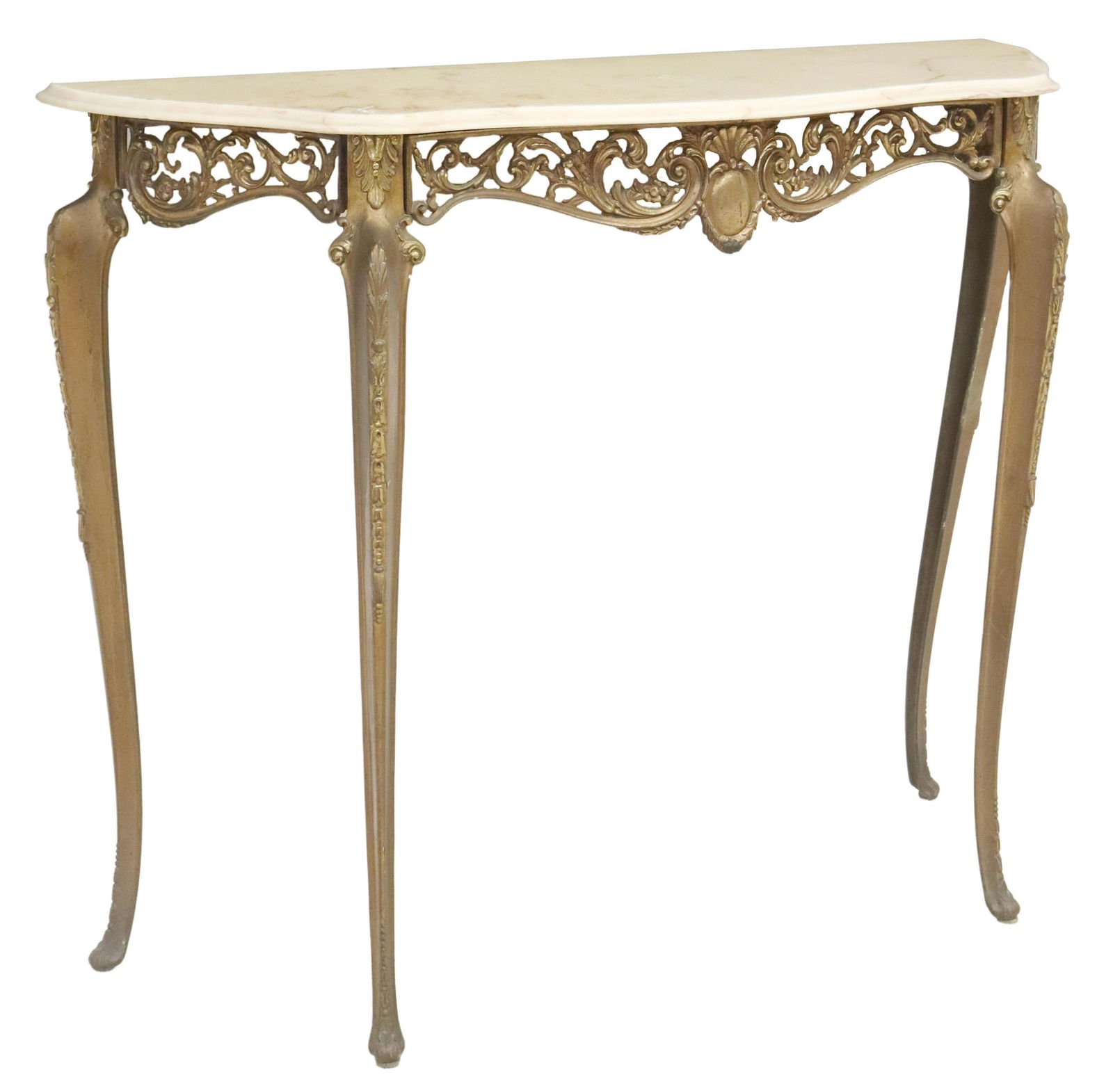 LOUIS XV STYLE GILT METAL & MARBLE CONSOLE TABLE (1 of 4)