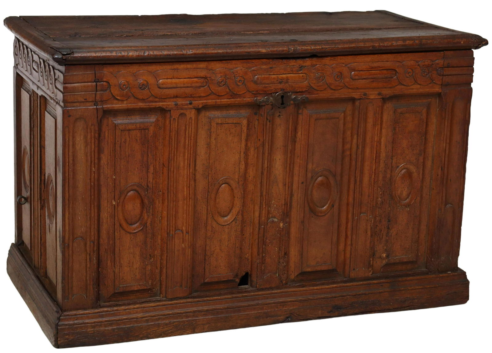 ITALIAN CARVED WALNUT CASSONE/ COFFER, 18TH C. (1 of 5)