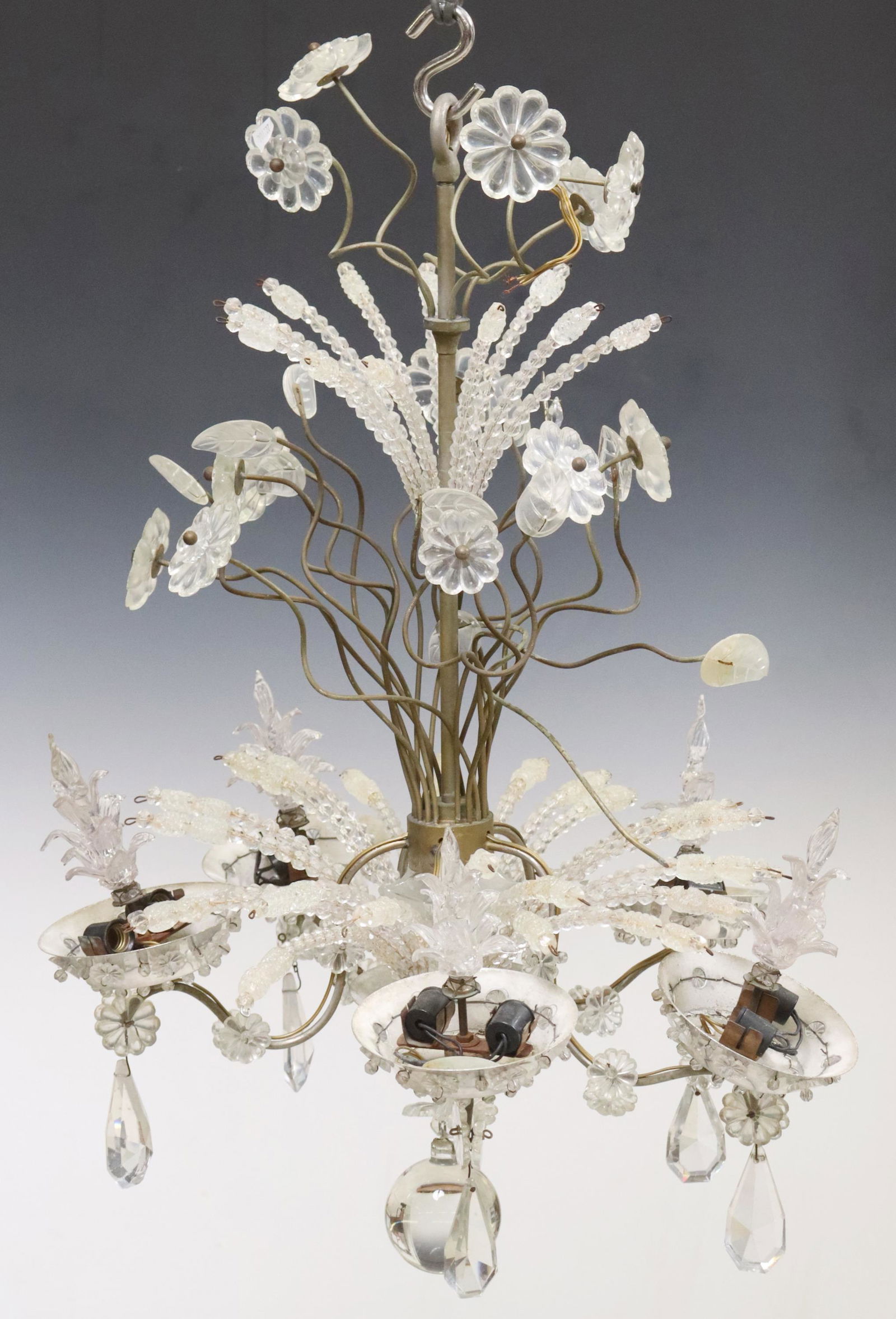 FRENCH BEADED CRYSTAL 12-LT FOLIATE CHANDELIER (1 of 3)