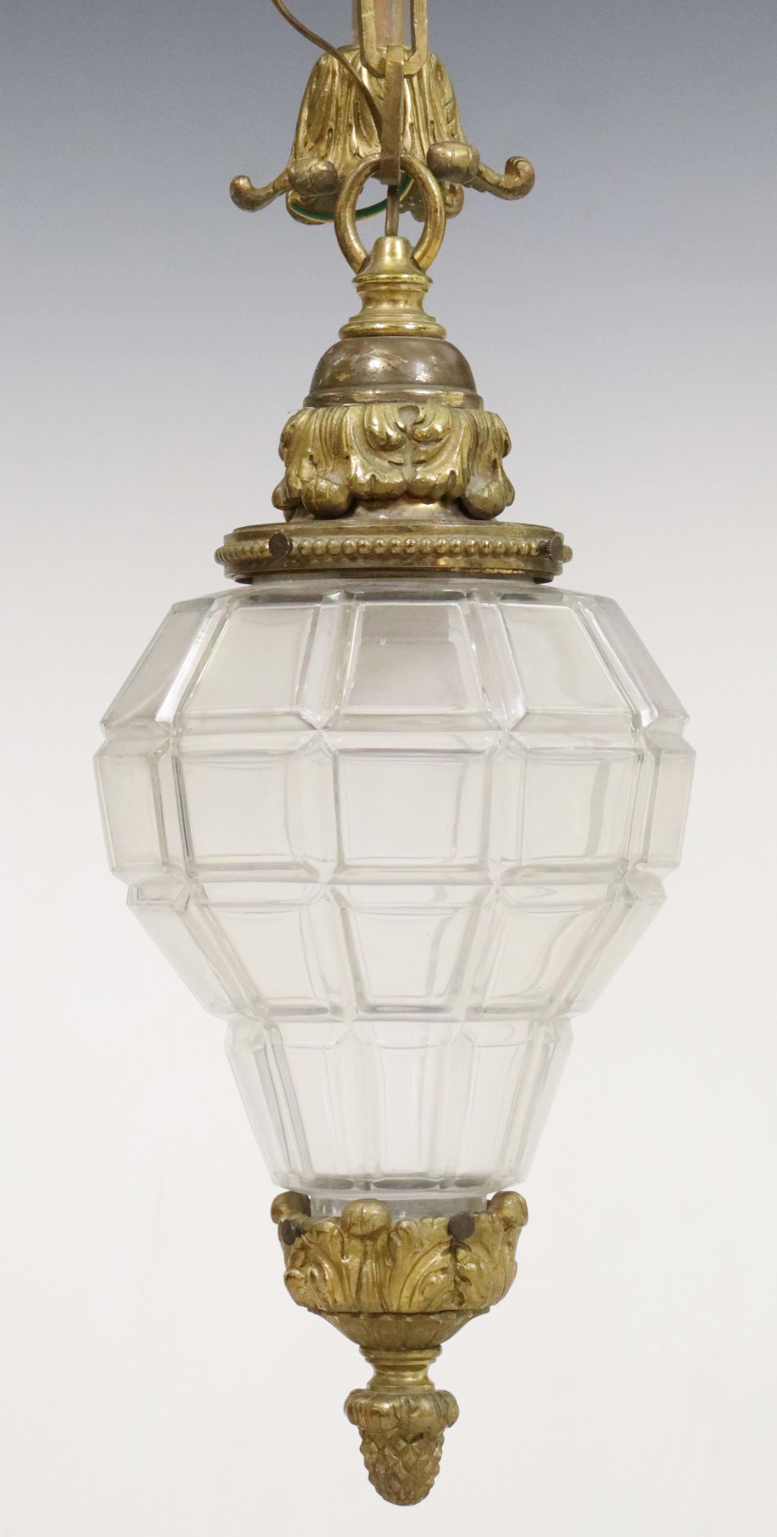 ITALIAN GILT METAL & MOLDED GLASS 1-LIGHT LANTERN (1 of 3)