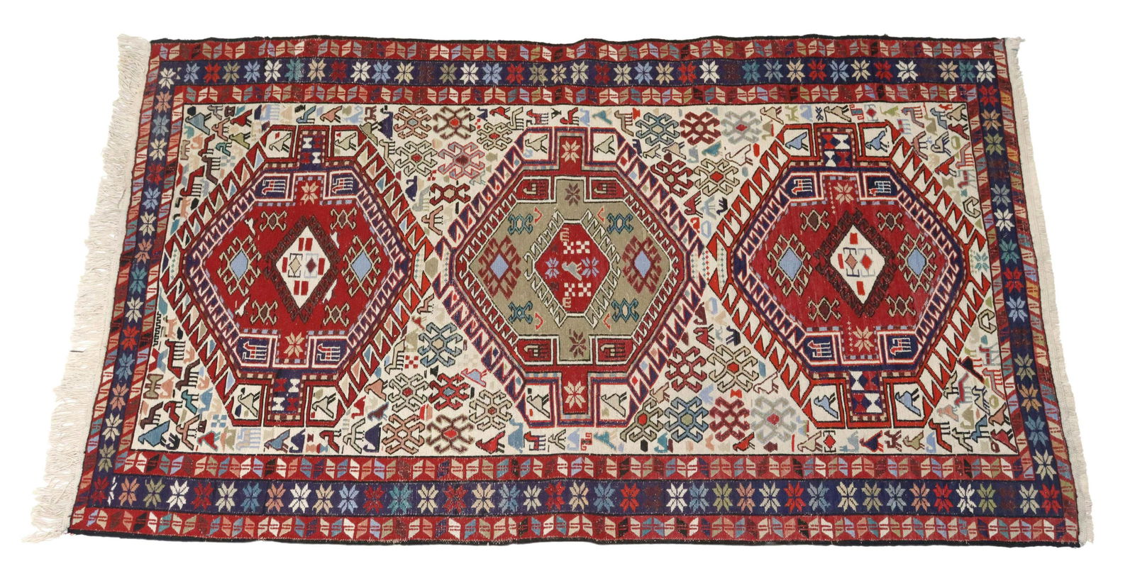HAND-TIED SOUMAK FLATWEAVE RUG, 6'5" X 3'9.5" (1 of 3)