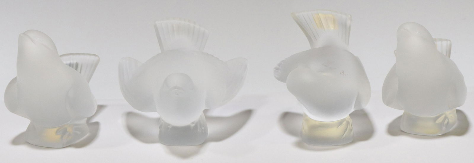 (4) LALIQUE SATIN ART CRYSTAL SPARROW FIGURES (1 of 8)