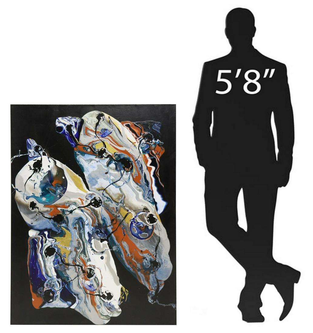 PETRONELLA GREER (B.1945) PAINTING 'MONARCH': Unframed acrylic on stretched canvas painting, "Monarch," signed verso Petronella Greer (Texas, b.1945), titled on back stretcher, dated 2022, accompanied by certificate of authenticity issued by the 