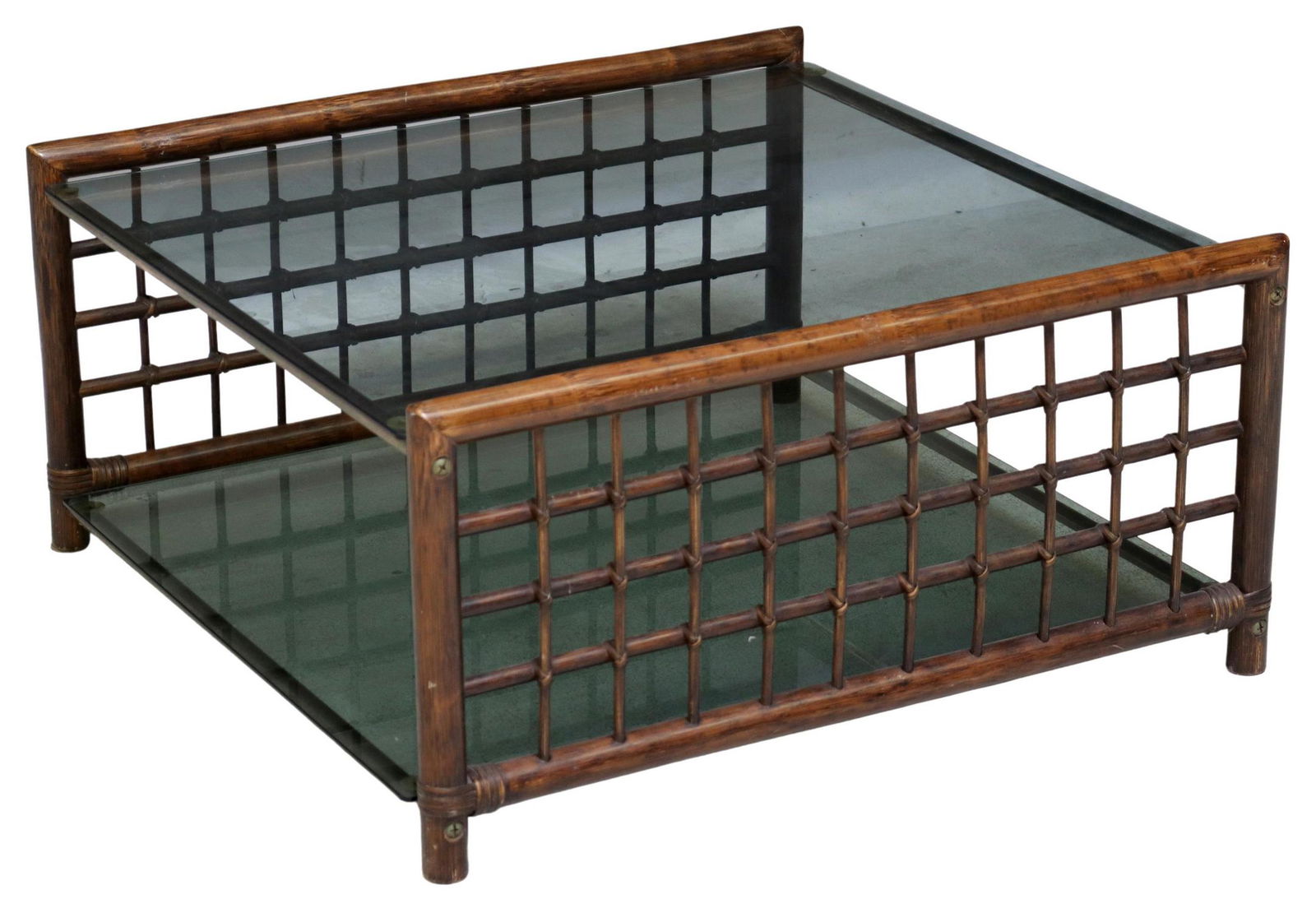 ITALIAN BAMBOO & SMOKED GLASS COFFEE TABLE (1 of 4)