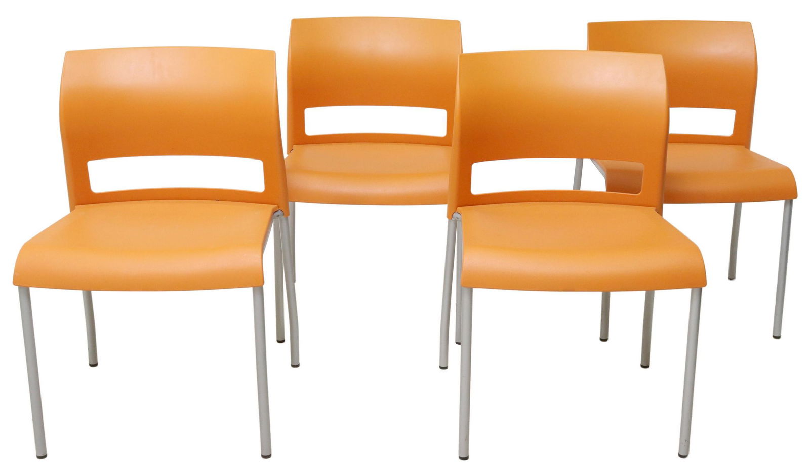 (4) STEELCASE 'MOVE' BURNT ORANGE STACKING CHAIRS (1 of 5)