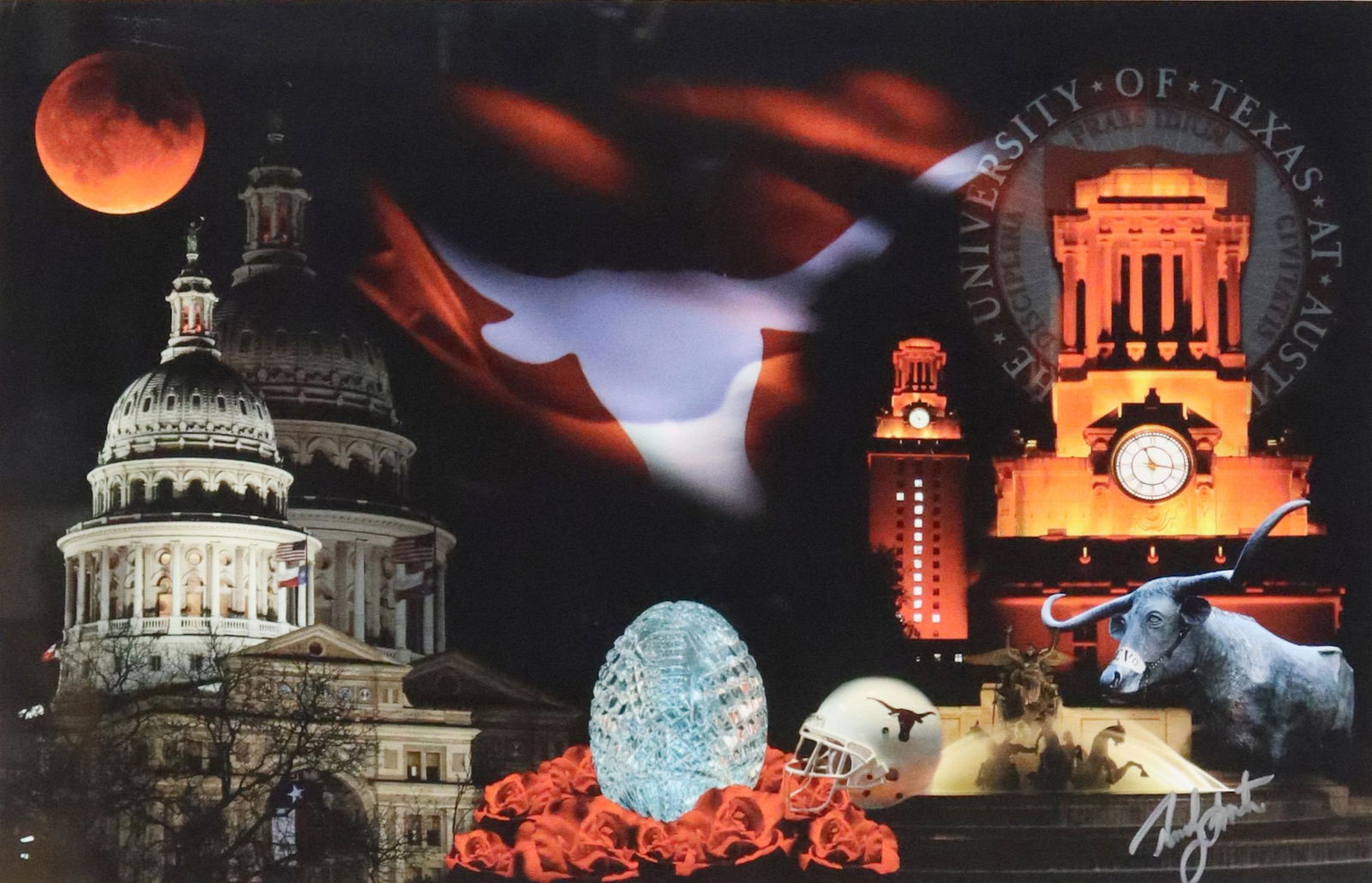 U OF TEXAS PHOTO COLLAGE, CAPITOL, TOWER, LONGHORN (1 of 4)