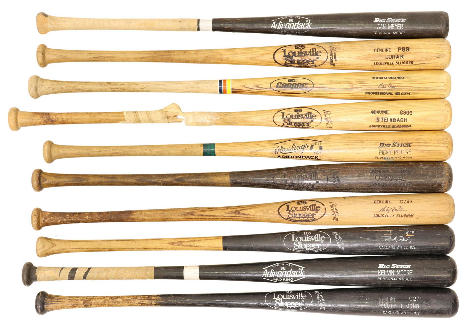 (10) GAME USED OAKLAND ATHLETICS BASEBALL BATS (1 of 7)