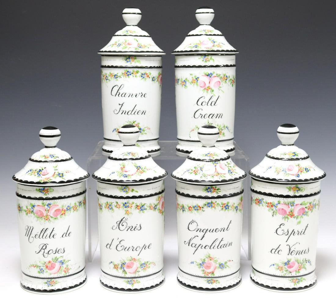 (6) FRENCH LIMOGES PORCELAIN APOTHECARY JARS (1 of 3)